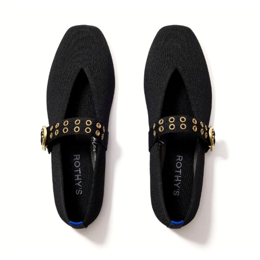 Rothy's The Max Buckle Mary Jane Black Woven Size 11